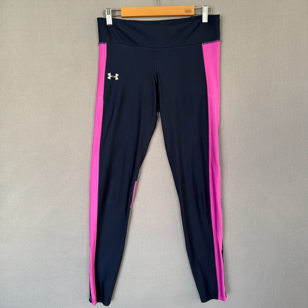 UNDER ARMOUR LEGGINGS WOMEN'S HEATGEAR COMPRESSION YOGA PANTS COLOR NAVY SIZE L